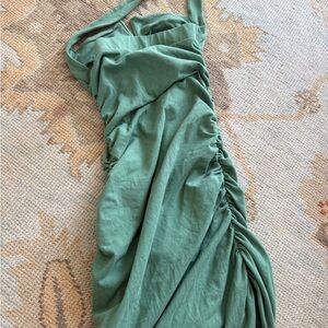 Reformation Backless Green Dress